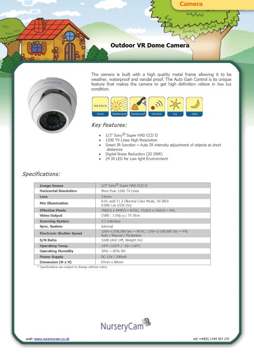Outdoor Dome Camera - Data Sheet