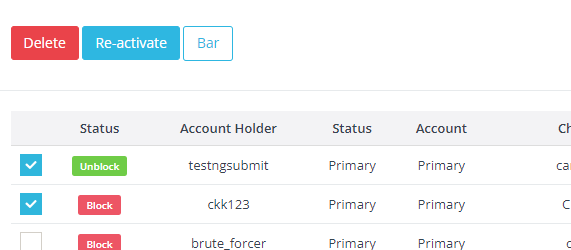 Control Panel - Manage Account